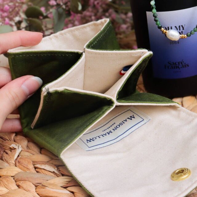 Maison Mallow - Mini Portefeuille En Coton Enduit Imperméable Vert