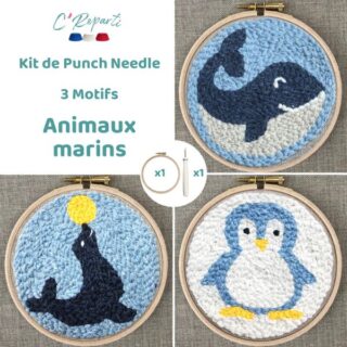 C’Reparti - Kit Punch Needle 3 Motifs Animaux Marins