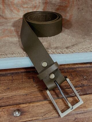 Maison Rottier - Ceinture Cuir Unisexe Kaki 35mm