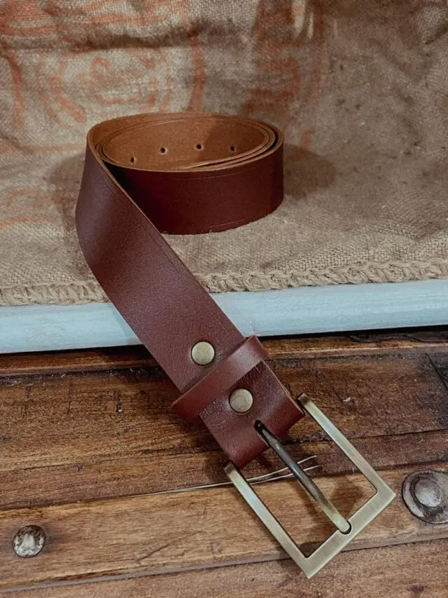 Maison Rottier - Ceinture Cuir Unisexe Marron Foncé 35mm