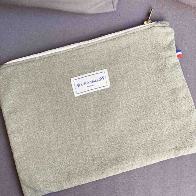 Maison Mallow - Pochette en Lin Vert Kaki