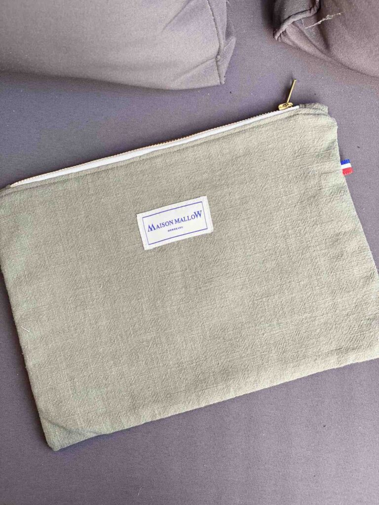 Maison Mallow - Pochette en Lin Vert Kaki