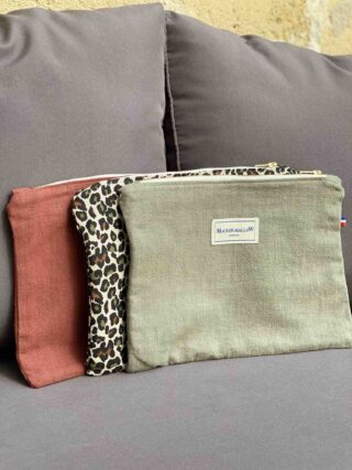 MAISON MALLOW - Pochette en Lin Vert Kaki