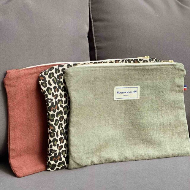 Maison Mallow - Pochette en Lin Vert Kaki