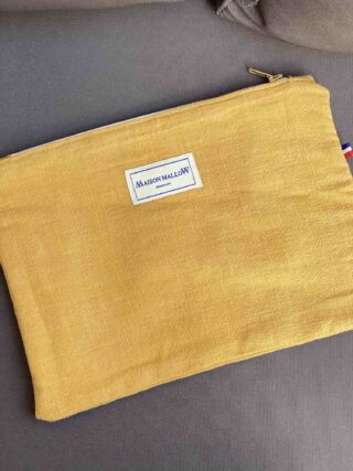 MAISON MALLOW - Pochette en Lin Jaune Moutarde