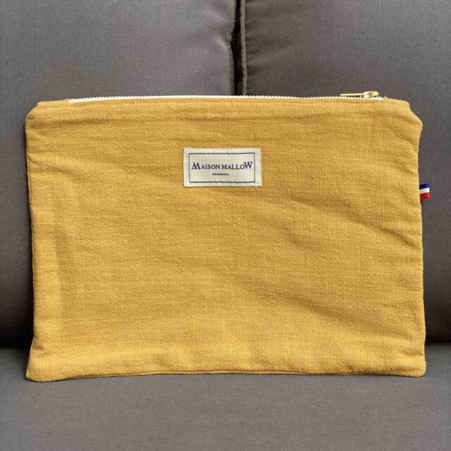 Maison Mallow - Pochette en Lin Jaune Moutarde
