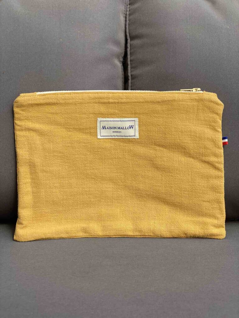 Maison Mallow - Pochette en Lin Jaune Moutarde