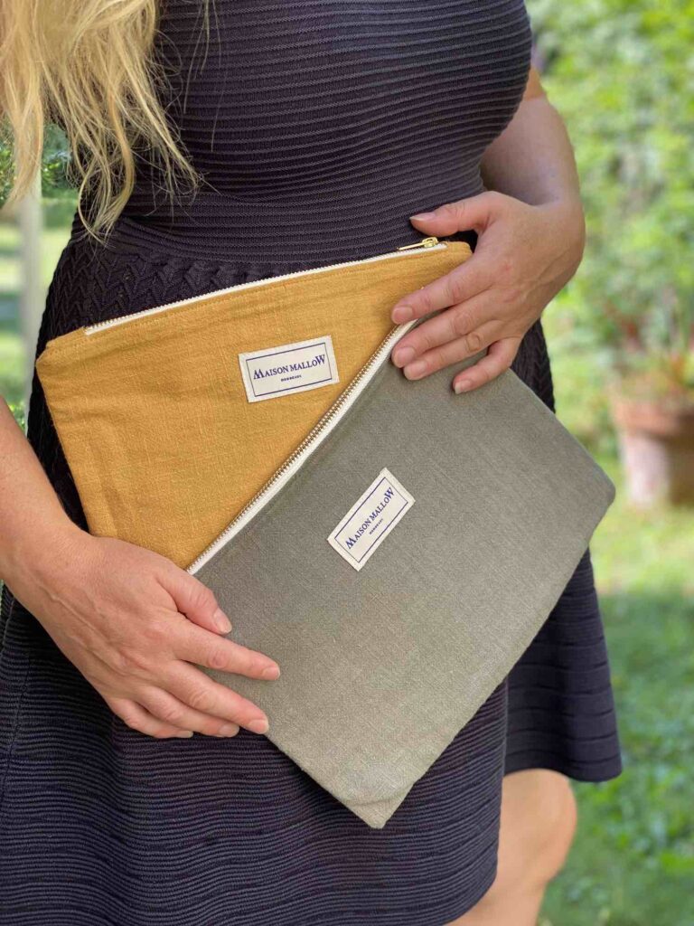 Maison Mallow - Pochette en Lin Vert Kaki