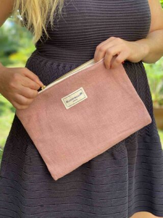Pochette en Lin Vieux Rose par la marque MAISON MALLOW MAISON MALLOW - Pochette en Lin Vieux Rose