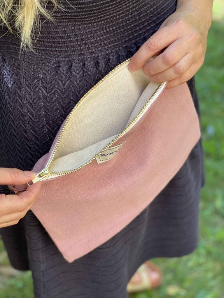 Maison Mallow - Pochette en Lin Vieux Rose