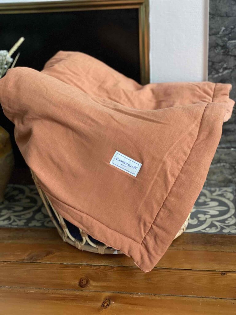 Maison Mallow - Plaid Cléophée Terracotta – Couvre-Lit en Lin et Coton