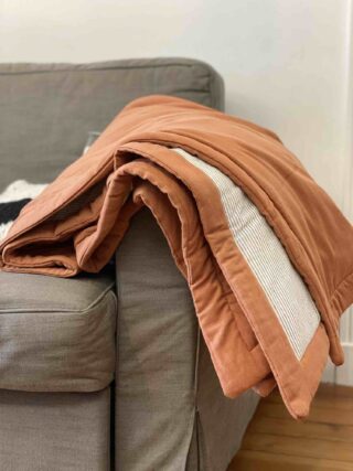 MAISON MALLOW - Plaid Cléophée Terracotta – Couvre-Lit en Lin et Coton