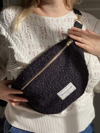 MAISON MALLOW - Sac Banane Laine bouclette noire