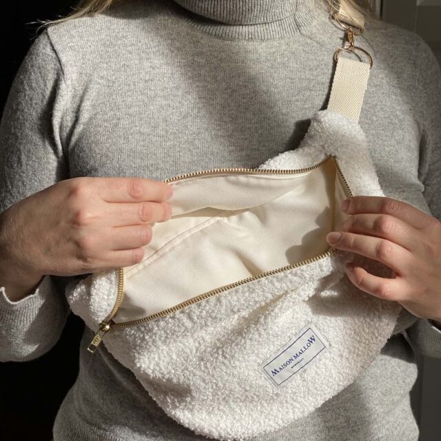 Maison Mallow - Sac Banane Laine bouclette écrue