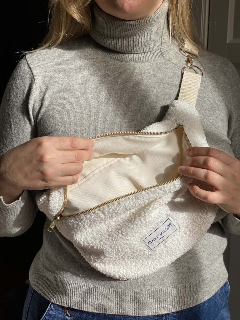 Maison Mallow - Sac Banane Laine bouclette écrue
