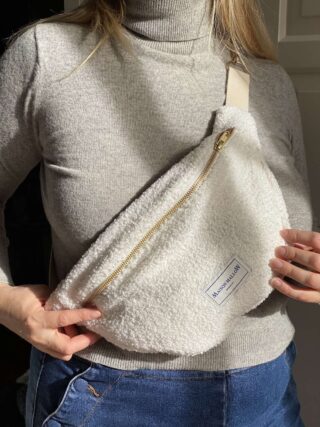 MAISON MALLOW - Sac Banane Laine bouclette écrue