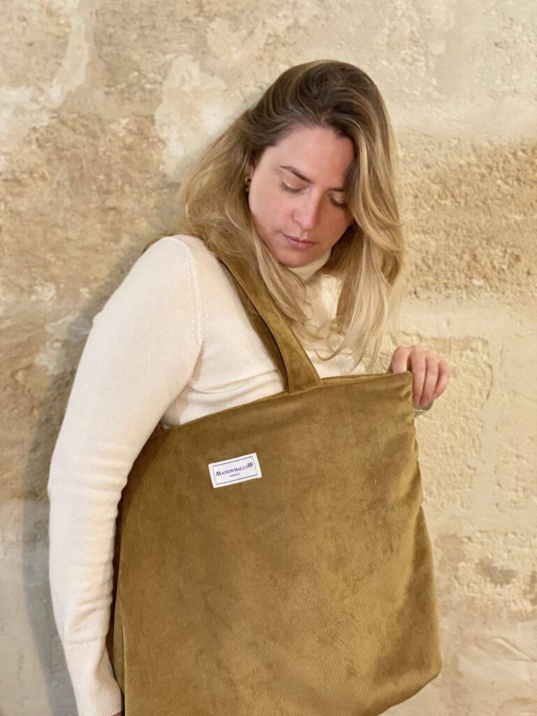 Maison Mallow - Sac Cabas en Velours côtelé Camel