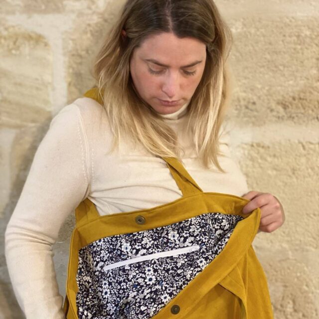 Maison Mallow - Sac Cabas en Velours Jaune Moutarde