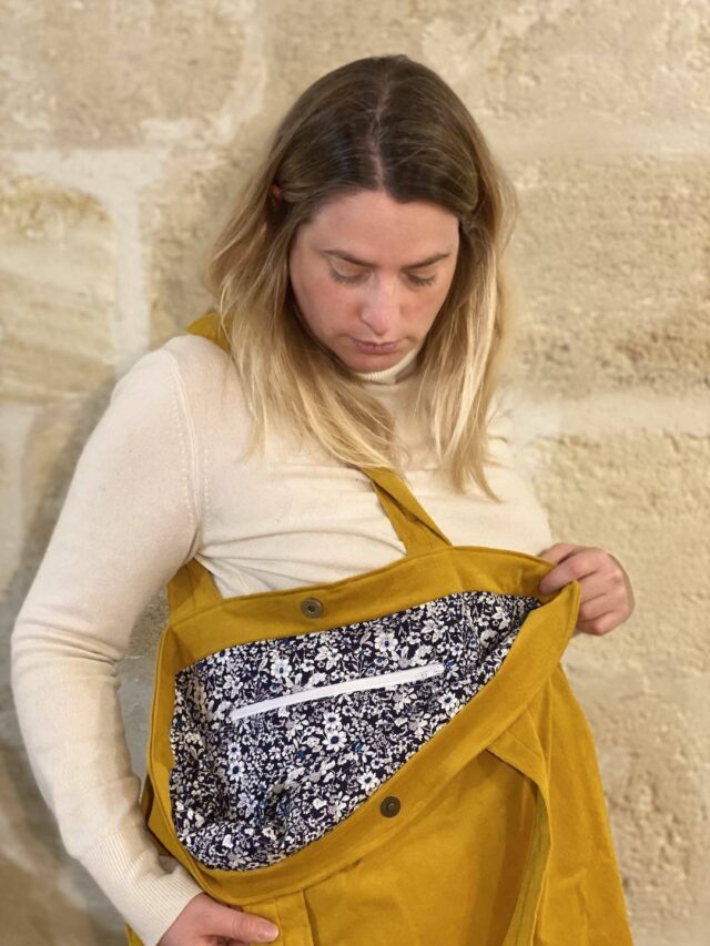 Maison Mallow - Sac Cabas en Velours Jaune Moutarde