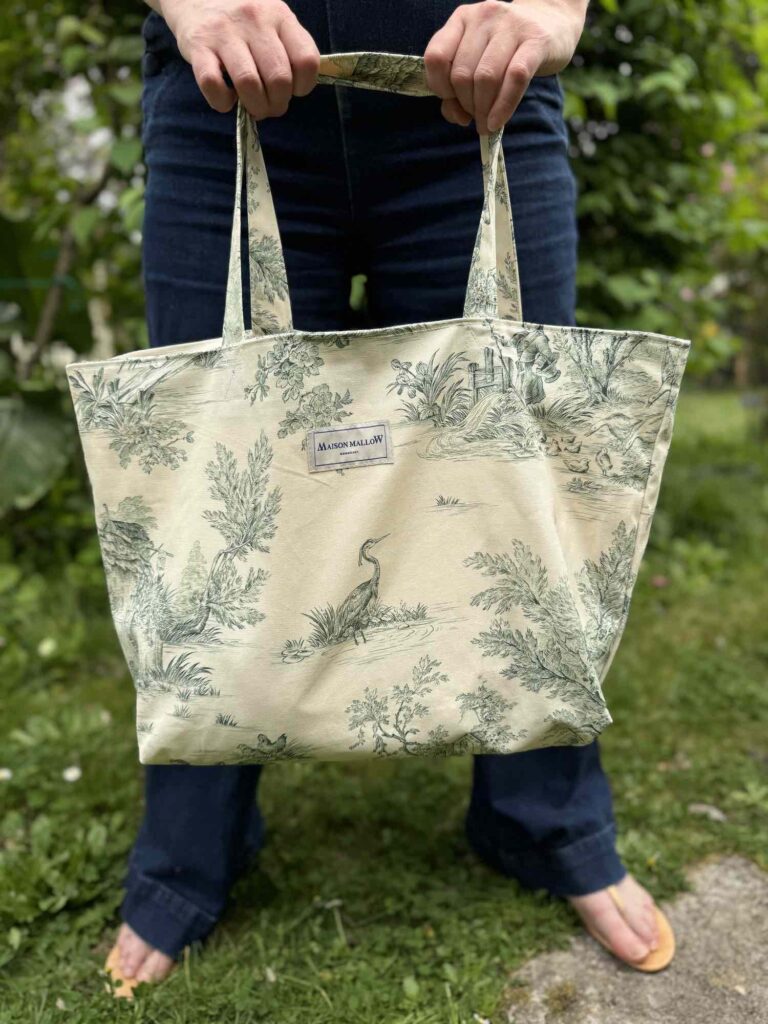Maison Mallow - Sac Cabas Medium en Toile de Jouy Verte