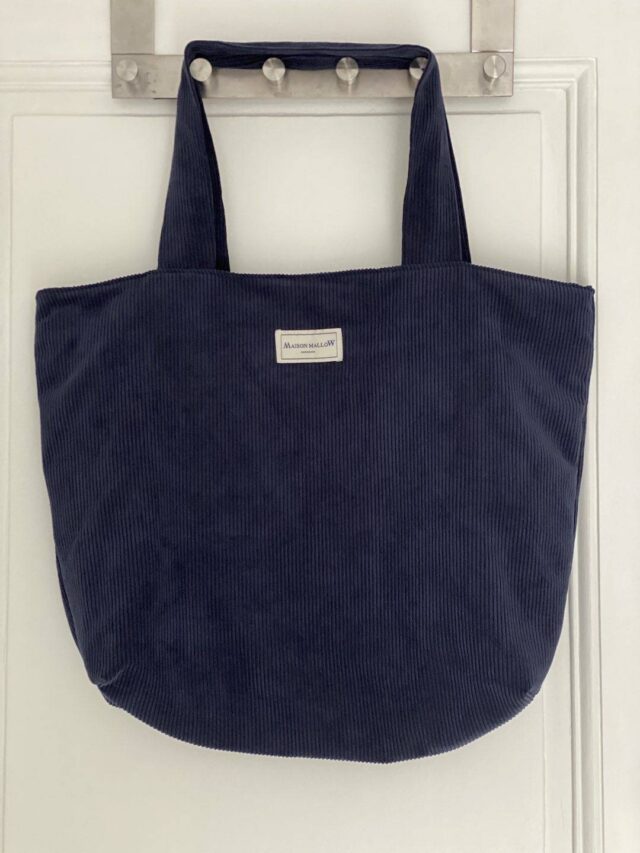 Maison Mallow - Sac Cabas en Velours côtelé bleu marine