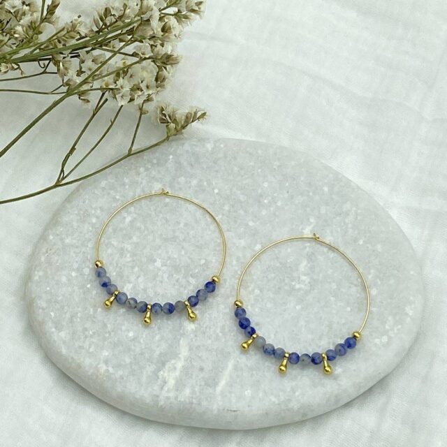 Maison Mallow - Boucles d'Oreilles Chloé en Sodalite