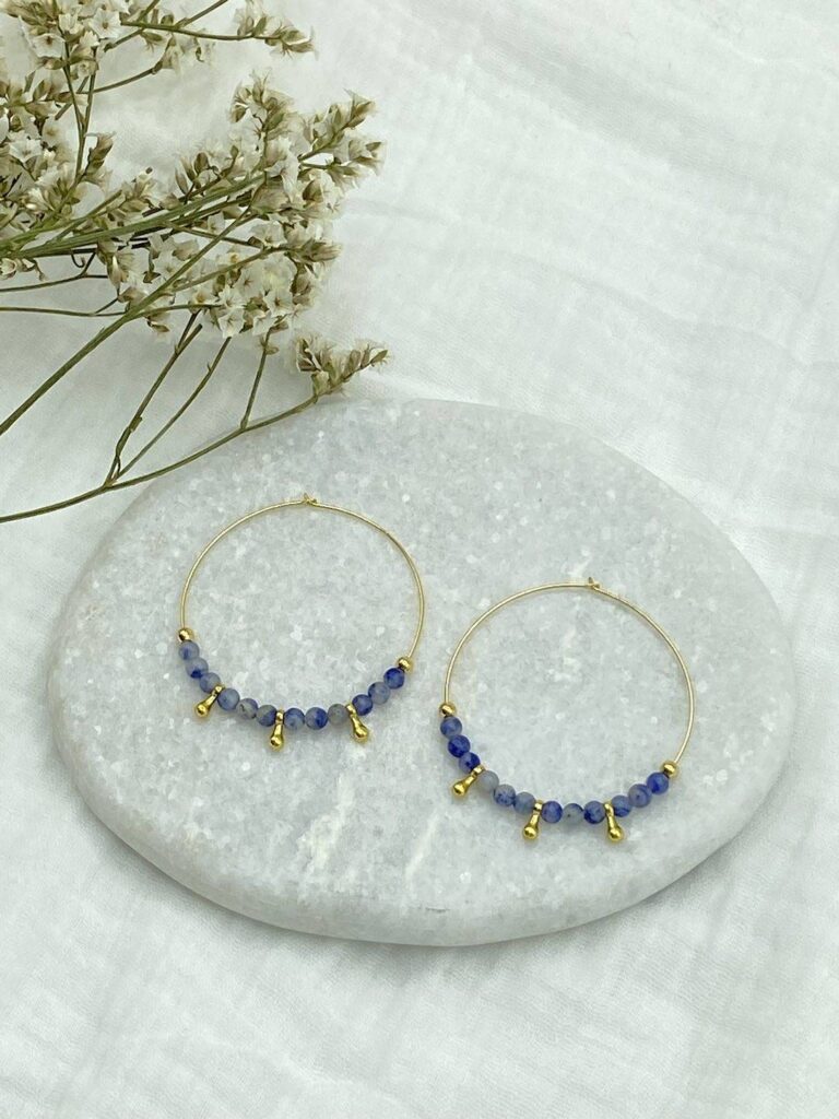 Maison Mallow - Boucles d'Oreilles Chloé en Sodalite