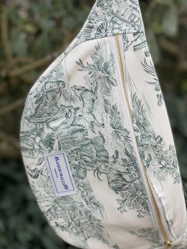 Maison Mallow - Sac Banane Toile de Jouy Verte