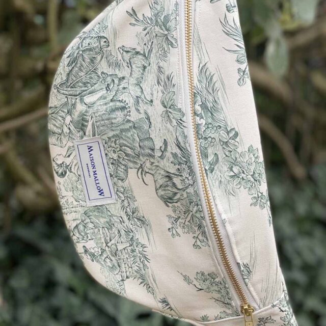 Maison Mallow - Sac Banane Toile de Jouy Verte
