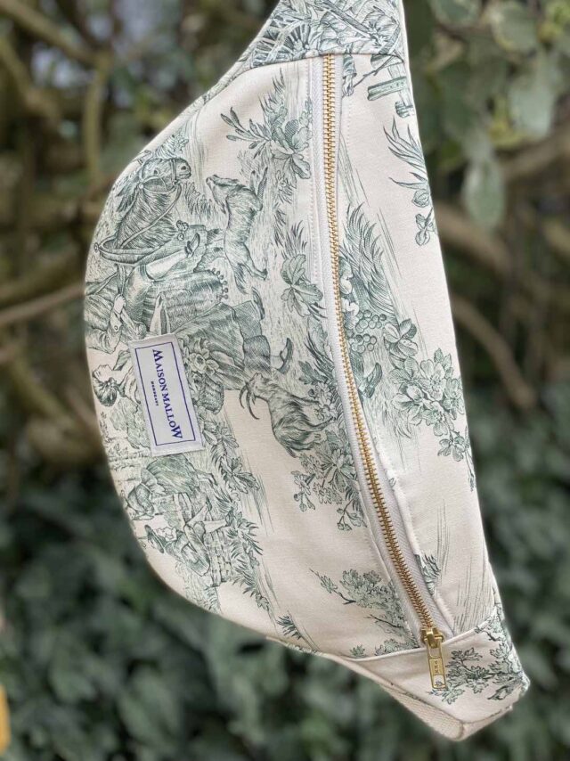Maison Mallow - Sac Banane Toile de Jouy Verte