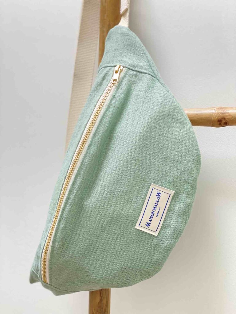 Maison Mallow - Sac Banane Lin Vert d'Eau