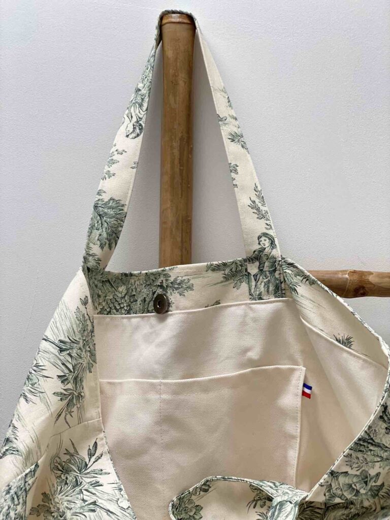 Maison Mallow - Sac Cabas Medium en Toile de Jouy Verte