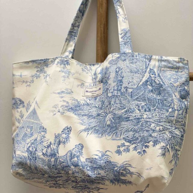Maison Mallow - Sac Cabas Medium en Toile de Jouy Bleue