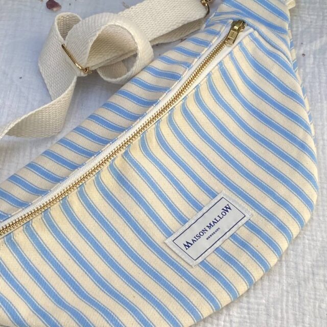 Maison Mallow - Sac Banane rayé bleu et blanc