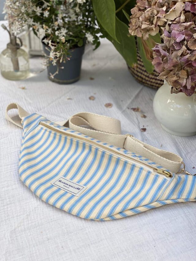 Maison Mallow - Sac Banane rayé bleu et blanc