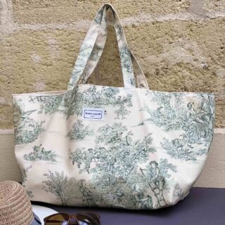 MAISON MALLOW - Sac Cabas en Toile de Jouy Verte XXL