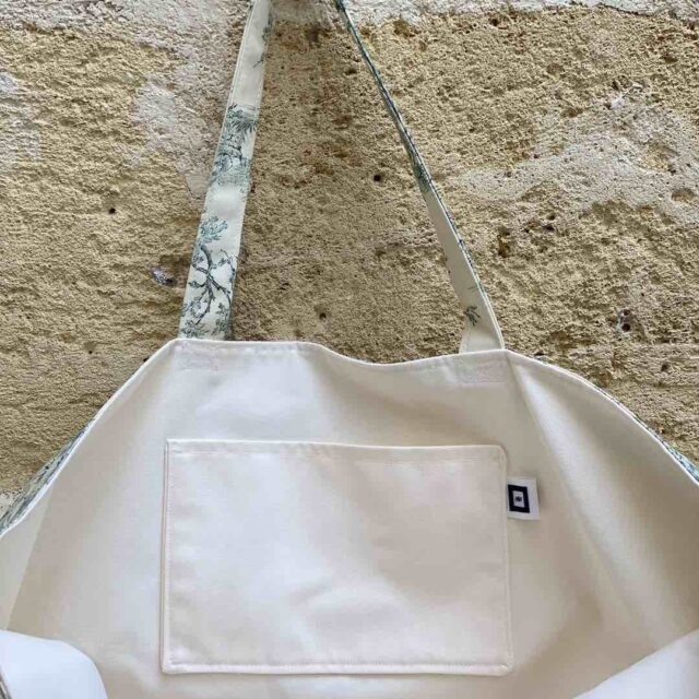 Maison Mallow - Sac Cabas en Toile de Jouy Verte XXL