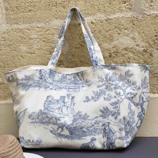 MAISON MALLOW - Sac Cabas en Toile de Jouy bleue XXL