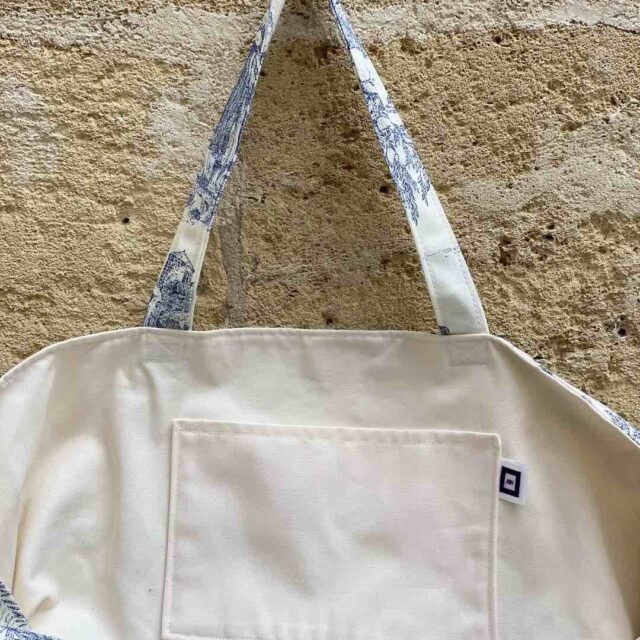 Maison Mallow - Sac Cabas en Toile de Jouy bleue XXL