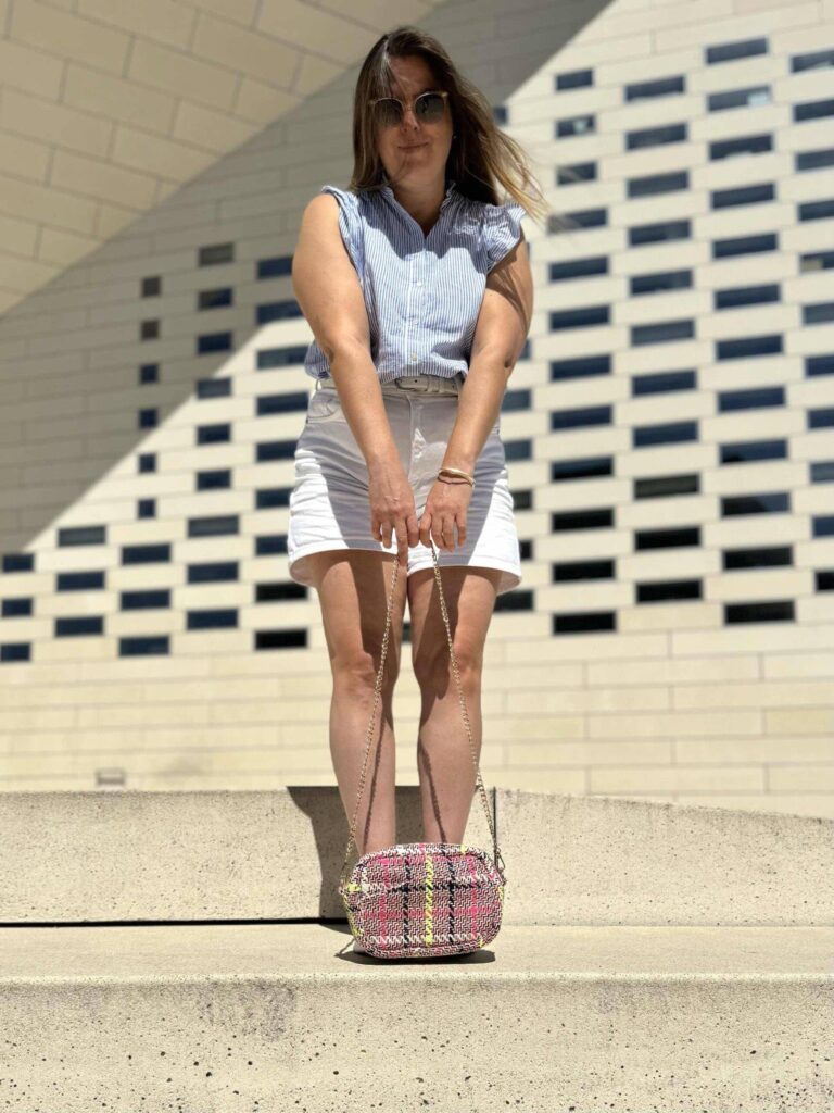 Maison Mallow - Sac à bandoulière tweed rose à chaîne dorée Constance