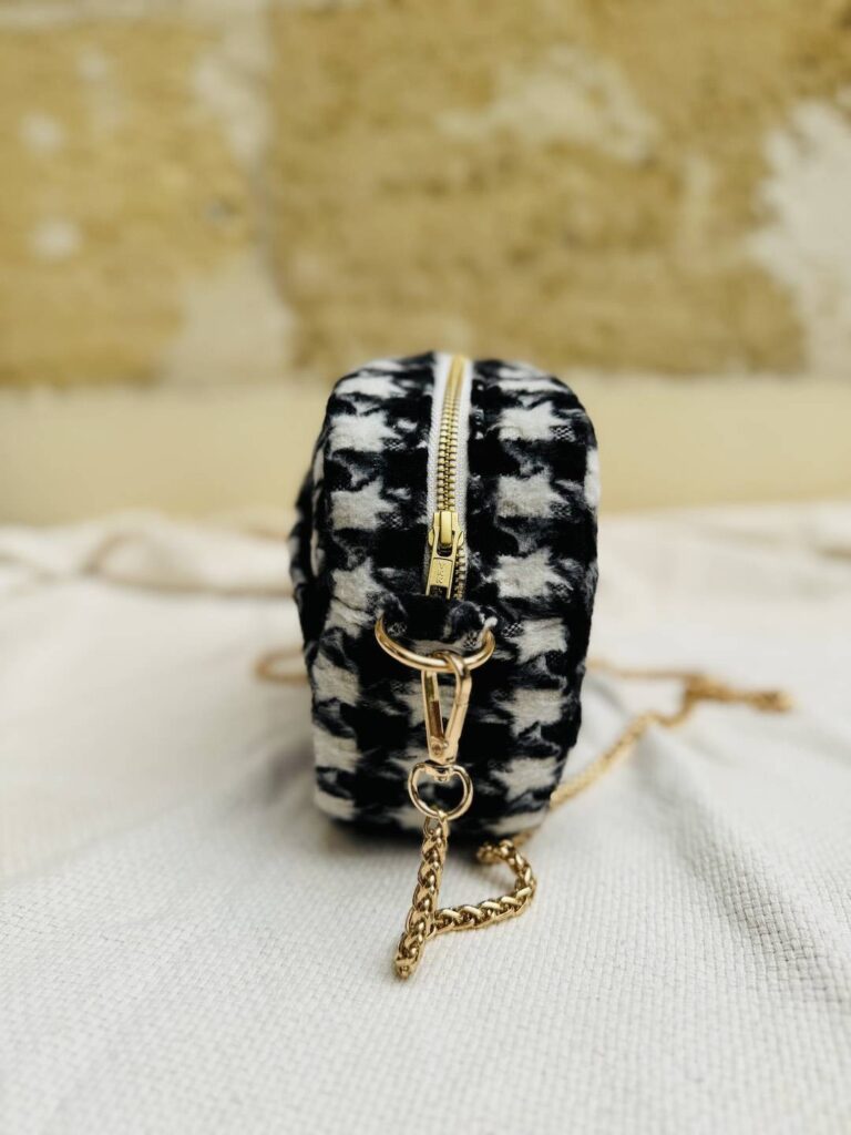 Maison Mallow - Sac à bandoulière Noir et Blanc Pied de Poule Constance