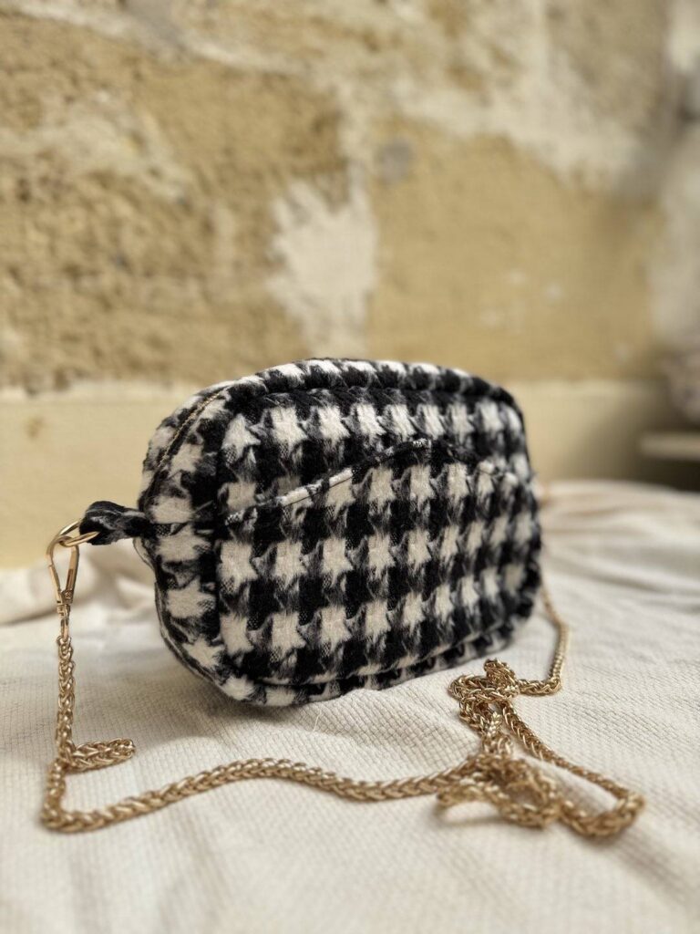 Maison Mallow - Sac à bandoulière Noir et Blanc Pied de Poule Constance