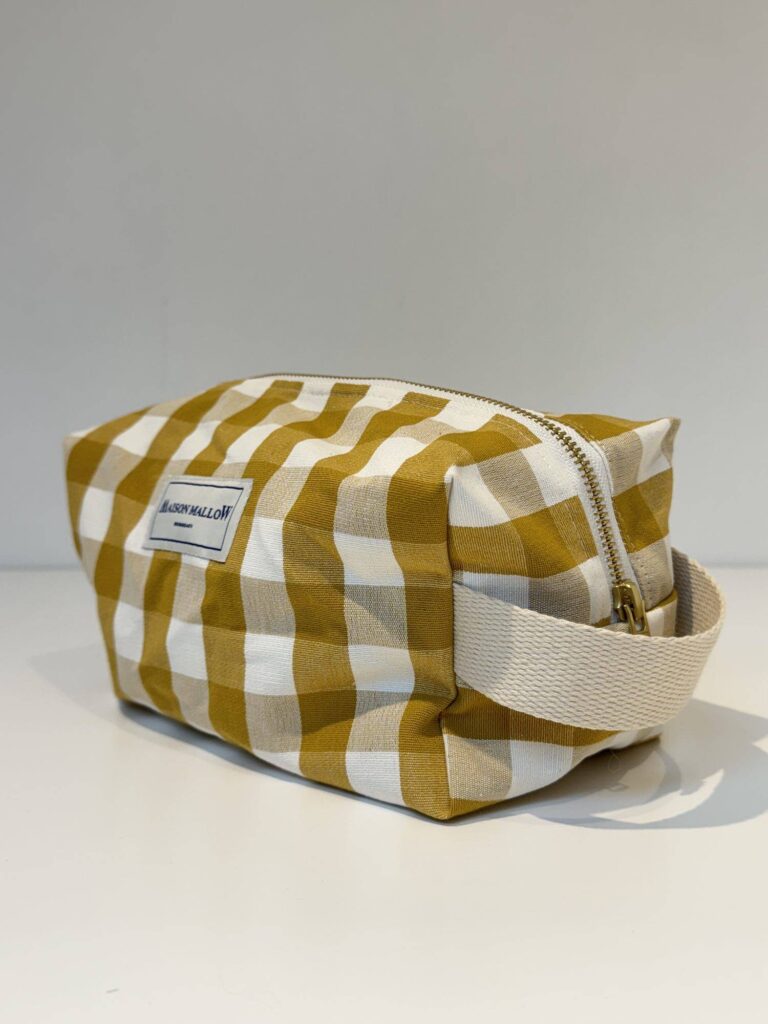 Maison Mallow - Trousse de Toilette à carreaux jaune moutarde