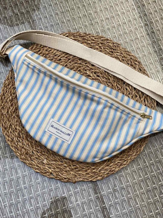 Maison Mallow - Sac Banane rayé bleu et blanc
