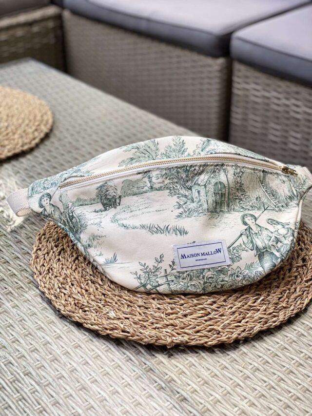 Maison Mallow - Sac Banane Toile de Jouy Verte