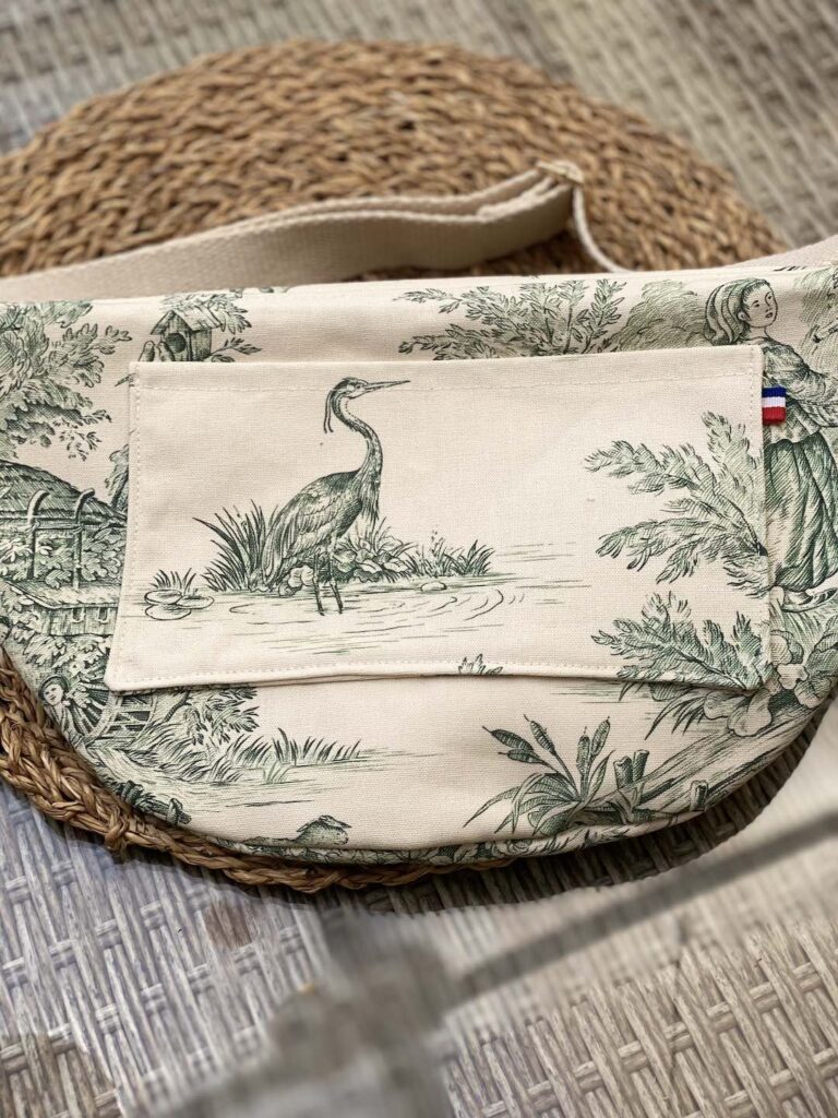 Maison Mallow - Sac Banane Toile de Jouy Verte