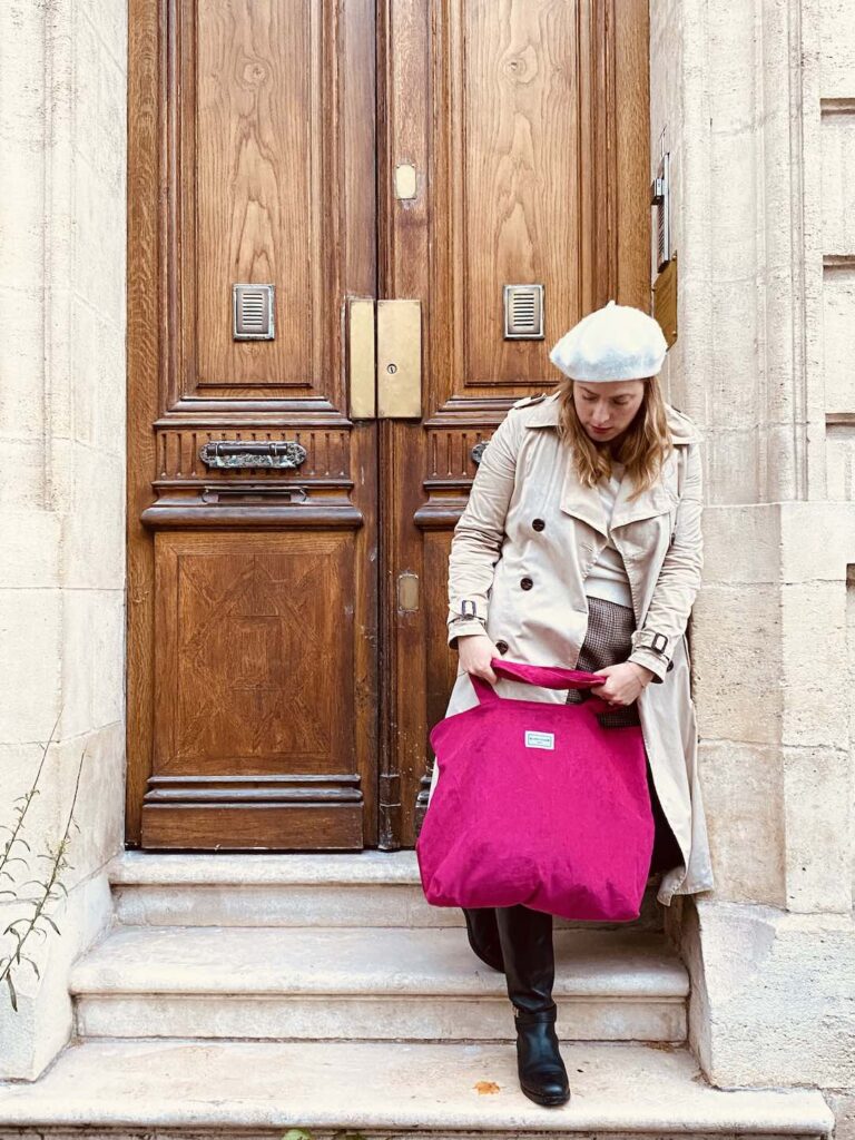Maison Mallow - Sac Cabas en Velours côtelé Fuchsia