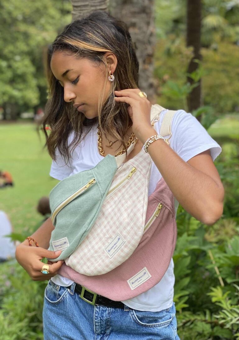 Maison Mallow - Sac Banane Lin Vichy Rose