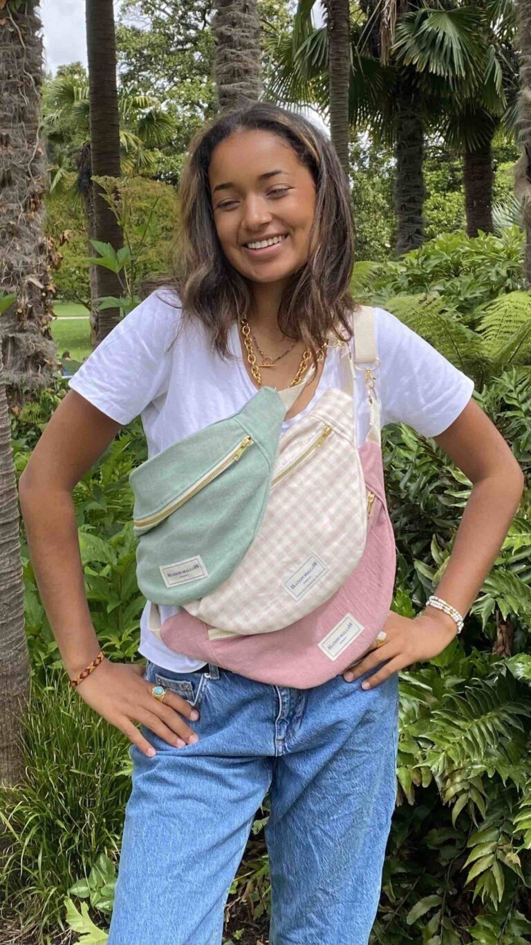 Maison Mallow - Sac Banane Lin Vichy Rose
