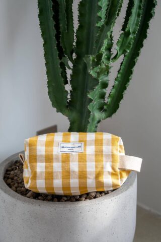 MAISON MALLOW - Trousse de Toilette à carreaux jaune moutarde